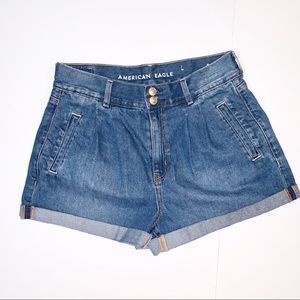 American Eagle Paper bag High rise Mom jeans short